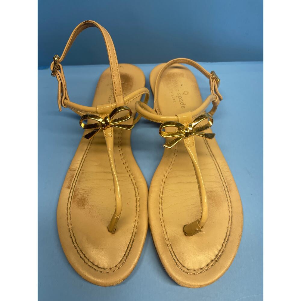 Kate Spade Thing Sandals Some Wear Shown Size 7 Beige - Picture 8 of 9